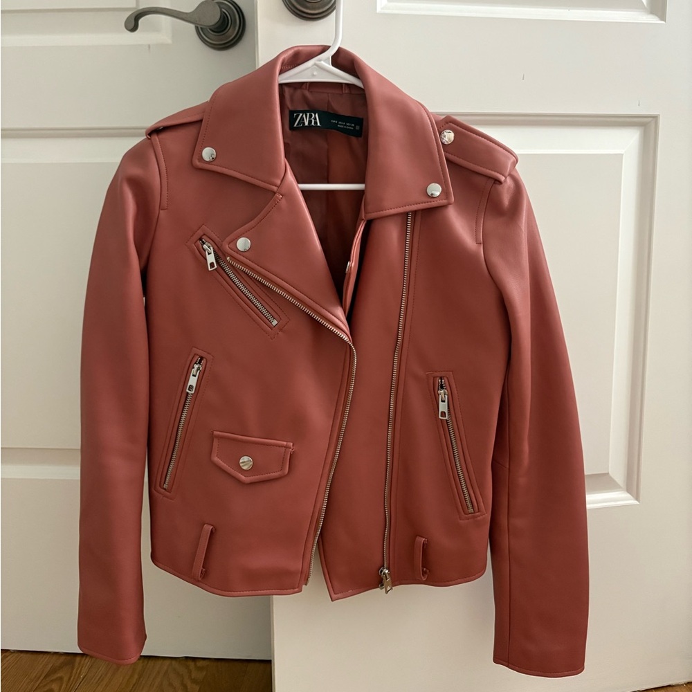 Zara Pink Leather Jacket